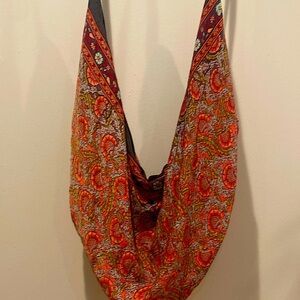 Karma Highway silk boho bag. Burgundy, pale blue, grey, tan.